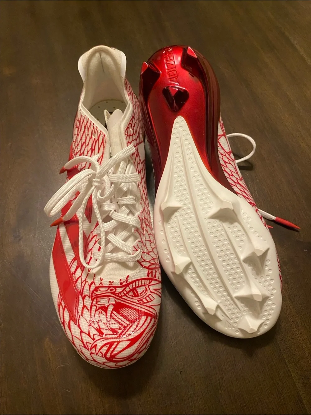 adidas Adizero Electric Football Cleats - White & Red Dragon Graphic